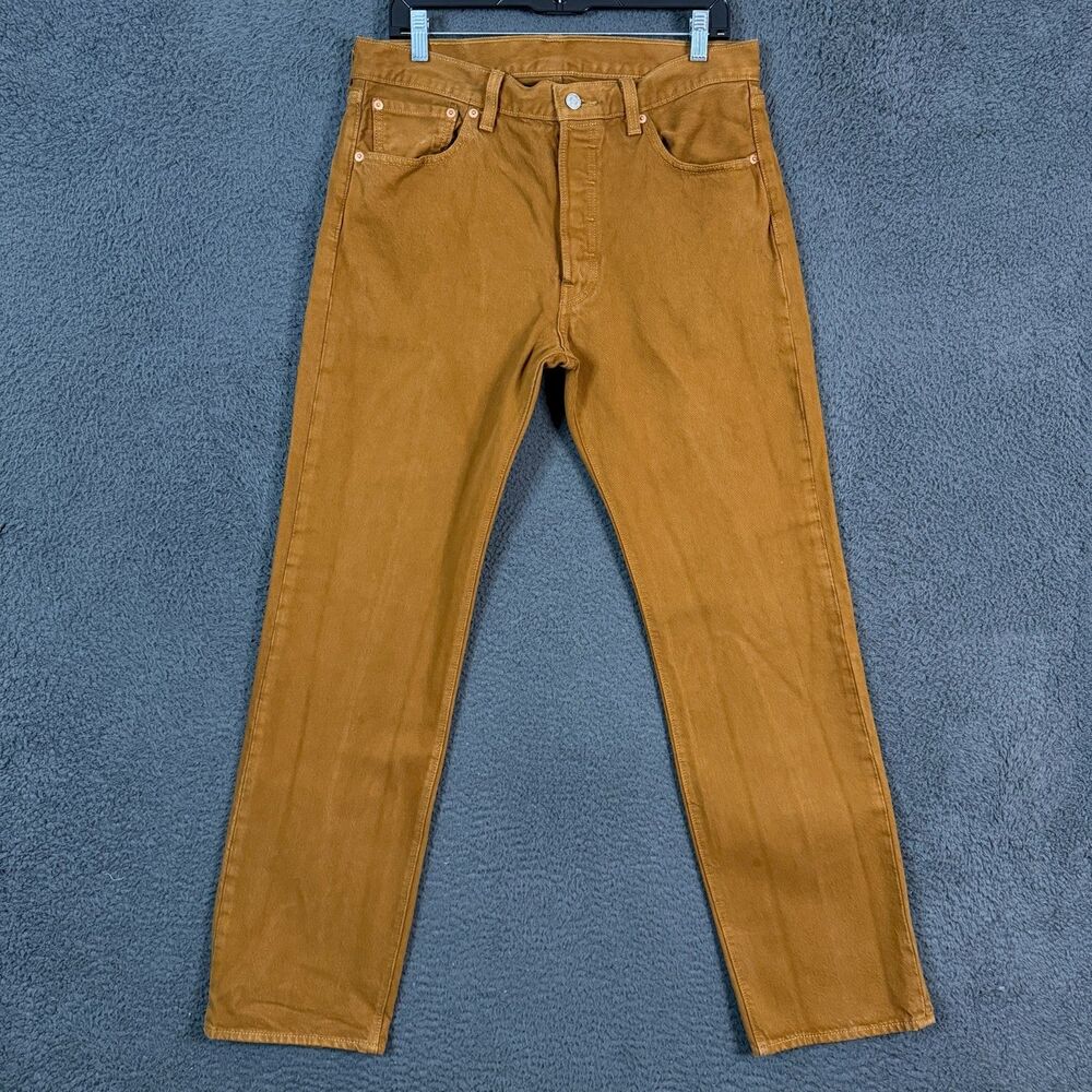 Levis Jeans Mens 33x32 Brown 501 Straight Fit Denim Pants Button Fly